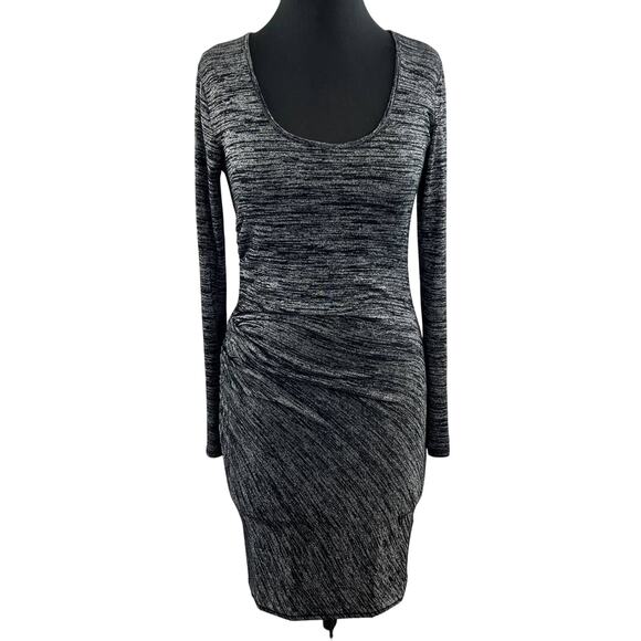 RAG & BONE Heathered Gray Long Sleeve Scoop Neck Side Ruched Bodycon Dress Sz M - Picture 1 of 7